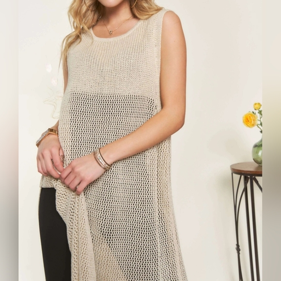 #247 SALE 🛑OS Boho Chic Trendy Crochet Cover Up Tunic Top - Picture 7 of 7